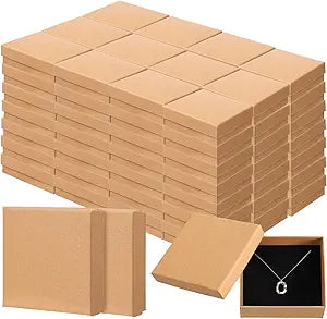 Tenceur 100 Pcs Jewelry Gift Boxes Bulk Kraft Jewelry Cardboard Box for Necklace Earring Bracelet Storage Package
