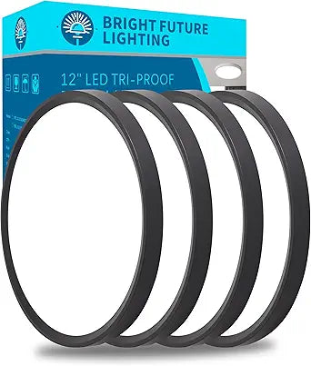 4pack 12 Inch Flush Mount Ceiling Light, 24w Led Ceiling Light, 3000k/4000k/6000k Selectable 2520lm Ceiling Lights, Super Slim Led Light Fixture for Bedroom Kitchen Living Dining Room Office (Black)