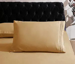 Mocassi Hotel Luxury 1800 Thread Count Bedding Pillowcases King Size Set of 2 - Pillow Covers - Pillow Protector - Cooling Pillowcases (Set of 2 King Size 20" x 40", Gold)