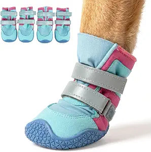 IECOii Dog Shoes for Hot Pavement,Waterproof Dog Booties for Summer Walks | Water Resistant | Anti-Slip Rubber Sole | Secure Stay-On Fit | Reflective & Dual Adjustable |Summer Winter Paw Protector |