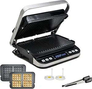 Yedi Total Package 6-in-1 Digital Indoor Grill, Waffle Maker, Panini Press, Griddle, with Deluxe Accessory Kit