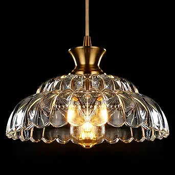Glass Pendant Lights Kitchen Island, 11.8" Vintage Lighting Glass Light Fixtures Brushed Gold Modern Glass Chandelier Hanging Ceiling for Dining Living Room Restaurant Bedroom Foyer Entryway