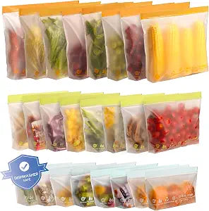 24 Pack Reusable Sandwich Bags,Food Storage Bags Freezer Bags