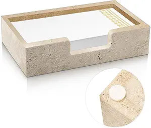 Beeveer Natural Travertine Guest Towel Holder Disposable Napkin Tray Dinner Paper Hand Basket for Bathroom Kitchen Restaurant Table Countertop(Guest Towel Tray)