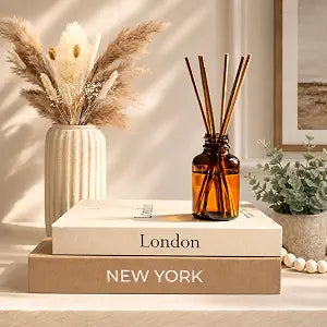 Faux Book Storage Box Set  Decorative Faux Books with Hidden Storage for Coffee Table Decor, Bookshelf or Mantle  Linen Decorative Boxes (Set of 2)  Aesthetic Book Decor for Home