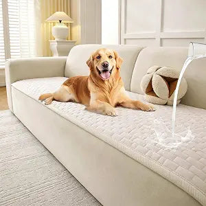 Warmstar Waterproof Couch Cover for Dogs Washable,Brick Pattern Short Plush Pet Couch Covers for Sofa,Soft Sofa Cover Non-Slip for 3 Cushion Couch Sofa Pet Friendly (Off White, 27.6" x 70.9")