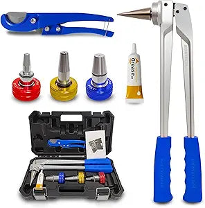 PEX Tube Expansion Tool Kit PEX-A Expansion Tool with 1/2'', 3/4'',1'' Expansion Heads Mannual Expander Tool Kit SD-F1960 Standard PEX Coupling