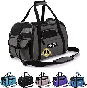EliteField Soft Pet Carrier (3 Year Warranty, Airline Approved) Soft Sided Dog Puppy Cat Carrier Travel Bag (X-Large: 21" L x 12" W x 13" H, Charcoal Gray)
