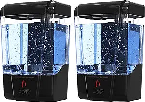 Automatic Soap Dispenser Wall Mount (2-Pack, Black), Touchless Hand Sanitizer/Commercial Hand Soap Dispenser for Bathroom, 20 oz (600ml) Battery Operated Unit with Infrared Sensor - by EnBath