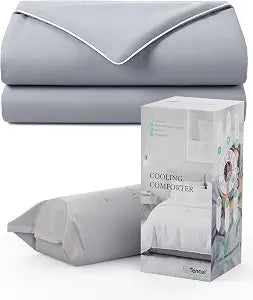 Cooling Comforter, Cooling Blanket for Hot Sleepers, All Season Lightweight Comforter for Night Sweats, Down Alternative Duvet Insert, Blanket for Night Sweats, King - 106"x90"(Mist Gray)