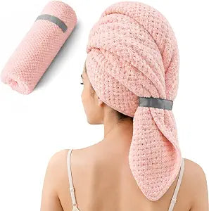 Large Microfiber Hair Wrap Towel for Women, Quick-Dry & Absorbent (Pink)