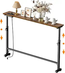 39.4" Sofa Table Behind Couch Table with Adjustable Height & Power Outlets
