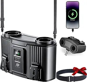 20000mAh Rechargeable Waist Fan, 20000RPM Portable Belt Fan with 10 Speeds, 40H Runtime, 130┬░ Wide Airflow Clip-On Cooling Fan for Outdoor Work, Construction & Camping(Jet-black)