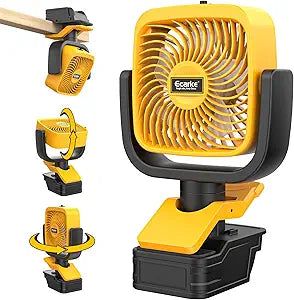 Ecarke 4" Clip Fan Compatible with Dewalt 20V Battery (Tool Only) 3-Speed Cordless Clip-On Fan with 360┬░ Rotation Low Noise Portable Desk/Bed Fan for Camping Jobsite Tent Fishing