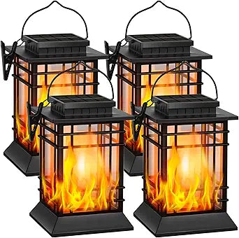Brightever 4-Pack Solar Lanterns Outdoor Waterproof, 2026 Upgraded Flickering Flame Solar Lantern Outdoor Lights, Solar Powered Hanging Lantern Lights for Outside Patio Garden Yard Table Decor