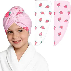 Microfiber Hair Towel Wrap for Kids Girls, Quick Dry Towel, 2 Pack