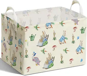 Rabbit Foldable Handle Storage Basket, Waterproof Organizer for Nursery, Bunny Square Toys Bin, Rectangular Book Box, Versatile Clothes Container, Gift Hamper for Girls and Boys Home Decor