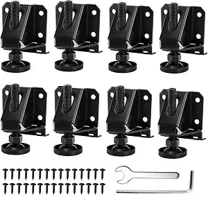 8 Pack Heavy Duty Leveling Feet, Adjustable Furniture Leg Leveler with Screws, Lock Nuts and Wrench for Furniture, Table, Cabinets, Shelves, Workbench