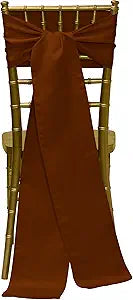 Ultimate Textile -2 Pack- Bridal Satin 8 x 100-Inch Chair Tie Sash, Copper Brown