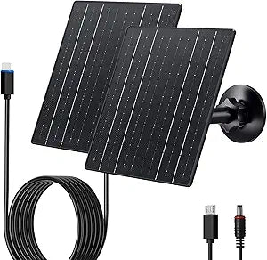 Zivif 10W Solar Charger, 5V Solar Panel for Security Cameras with USB-C/Micro USB/DC 5.5x2.1mm Ports, IP66 Waterproof, 360 Adjustable Mount & 7.2ft Cable (2 Pack)