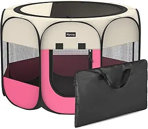 Portable Pet Playpen Puppy Pen Dog Tent Cat Playpen | 8-Panel Indoor/Outdoor Puppy Pen with Shade Cover & Travel Bag - Waterproof Dog Cat Tent