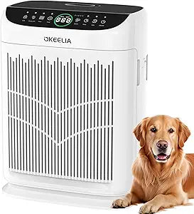 Air Purifiers for Home Large Room Up to 3000 Ft┬▓ with Washable Filters,AKEELIA HEPA Double-Sided Air Purifier with PM2.5 Air Quality Sensor, Aroma,15dB Sleep Mode, Air Cleaner for Pets Bedroom,White
