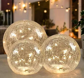 Crackle Globe LED Lamp Battery Operated