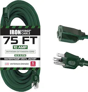 Iron Forge Cable 16 Gauge Heavy Duty Green Extension Cord, 75 Ft - SJTW