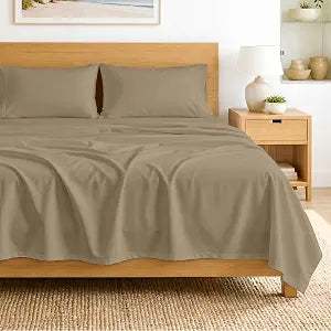 SGI bedding 100% Egyptian Cotton Sheets Queen Size  600 Thread Count Sheets Set, Soft, Cooling, 15" Deep Pocket, Luxury Hotel Bedding, Breathable, Durable - Taupe