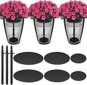 Novabright 3 Pack Adjustable Plant Riser for Inside Pot 12-22" Planter Inserts for Large Pots Metal Pot Fillers for Tall Square Round Taper Planters Container Indoor Outdoor (6'' 8" 10" Base or Top)