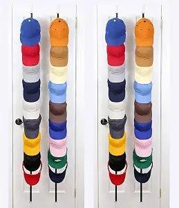 Over-The-Door Hat Organizer for Baseball Caps 2Pack, 4 Straps.Holds 72 caps