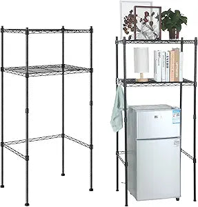 Threehoney Mini Fridge Shelf Over Fridge Storage Mini Microwave Stand for College School Dorm Office Space Dorm Room Saver Supply(2 Tier,Black)