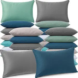 Kigley 24 Pack Mini Pillows 9.1 x 13.8'' Small Travel Soft Breathable Cotton Pillow for Travel Pet Neck Lumbar Purse Insert (Cool Color)