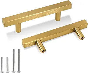 2 Pack 3 Inch Gold Cabinet Pulls, Round Foot Drawers Handles