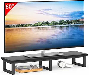 YAOHUOO 45" Large TV Riser for 32-60 inch TV, TV Riser Stand Shelf with Steel Legs, Tabletop TV Stand Riser for Home Office,Black