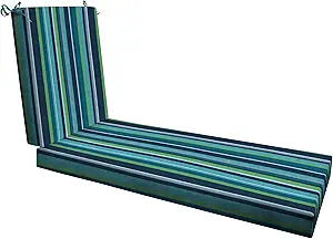 Honeycomb Outdoor Chaise Lounge Cushion for Patio Furniture, Water & Fade Resistant, Removable Cover, 21.5 x 70, Heritage Stripe Poolside