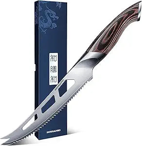 HOSHANHO Cheese Knife 5 Inch, Professional Japanese Cheese Knives for Cheesee & Tomato, Multipurpose Kitchen Knife with Ergonomic Pakkawood Handle