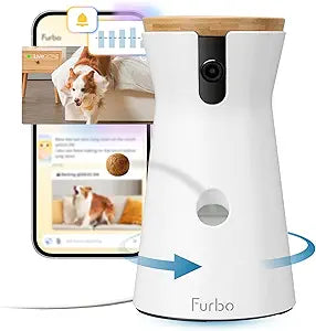 Furbo 360 Dog Camera [Subscription Required] Unlock w/Paid Plan: Home Security & Dog Safety Alerts, Rotating Pet Treat Toss, 2-Way Speaker (Low Risk, 3mo Min. Cancel Anytime)
