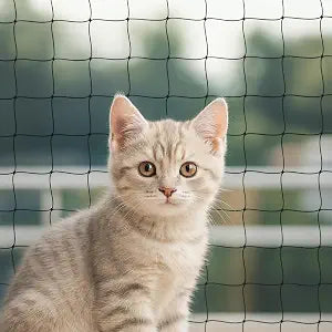 Cat Balcony Net  Transparent Nylon Safety Screen for Balconies, Windows, Patios & Catios; Apartment-Friendly Garden/Deck Netting; Weather-Resistant, Cut-to-Fit; Install Kit Included;Black