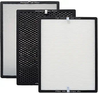 PUREBURG Replacement Filter Set Compatible with Okaysou Apollo 818 4-in-1 Air Purifier, H13 True HEPA + Activated Carbon 3-Stage Filtration Air Clean Dust VOCs Odor