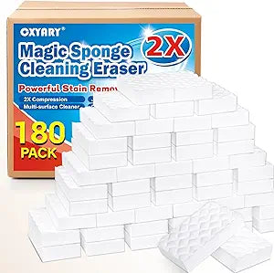 Magic Sponges Cleaning Eraser,180 Pack 2X Density Stronger Melamine Sponge Foam Pads, Multi-Functional Household Cleaner Dish Sponge, Cleaning Supplies for Kitchen, Bathroom, Floor, Sink,Wall Cleaner