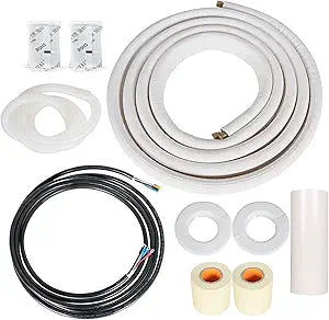 kimllier 16FT 1/4" & 1/2" Air Conditioning Copper Tubing Hose Extension Insulated Copper Hoses Fit for Mini Split Air Conditioner