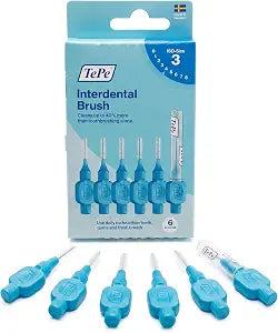 TePe Original Interdental Brush, Blue, for Cleaning Teeth Gaps, 6 pk