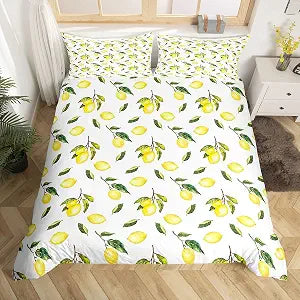 Feelyou Lemon Print Botanical Duvet Cover Set Queen Size Boys Girls Kids