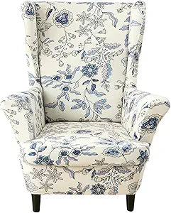 Eco-Ancheng Wingback Chair Cover Wingback Chair Slipcover 2-Piece Wingback Sofa Slipcover Wingback Armchair Slipcovers Furniture Protector with Elastic Bottom for Living Room Bedroom Wingback Chair,50