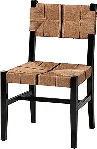 Bali & pari Prita Paper Loom and Mahogany Wood Furniture Collection, Dining Chair, Black, Single