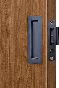 Dontay Sliding Pocket Door Handles, 304 Stainless Steel Non Locking Pocket Door Hardware, Recessed Flush Finger Pulls, Heavy Duty Edge Pull with Pop Out Ring Pull (Matte Black (1 Set), 4.72 Inch)