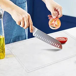 Acrylic Cutting Board with Juice Groove, Clear Cutting Board with Counter Lip, Cutting Boards for Countertop Protector, Non-Slip Dough Mat, Kitchen Decor Gadgets House Warming Gifts(24"x18")