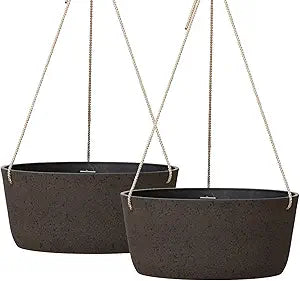 La Jolie Maison Large Hanging Planters - 12 Inch Outdoor Flower Pots, Hanging Garden Planters Set of 2, Iron Color