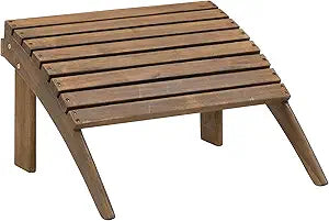 Linon Home Dcor Linon Adirondack Woodstock Ottoman, Teak Stain, Acorn, 21.6"W x 21.06"D x 13.7"H
